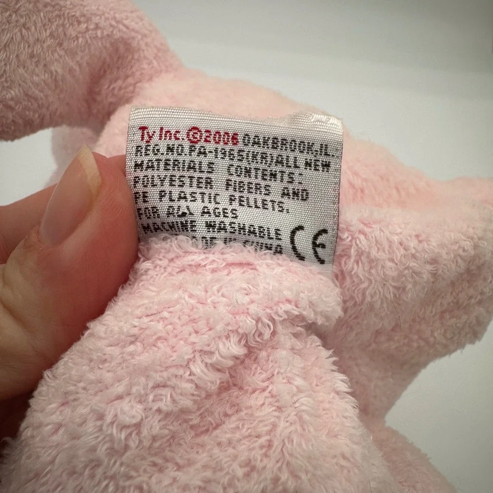TY Pluffies Pinks Teddy Bear Plush MWMT Retired 2006 Stuffed Animal Toy Tags